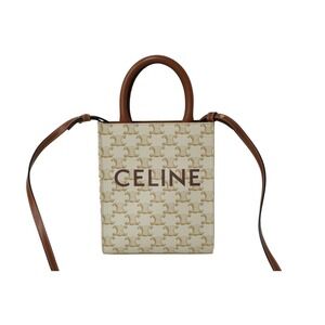 Celine Vertical Cabas brown white bag Triomphe shoulder